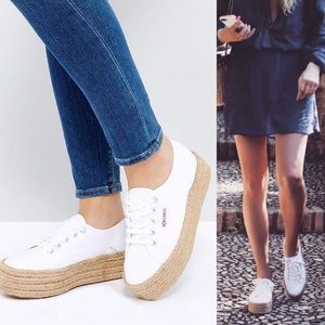 superga platform espadrille white